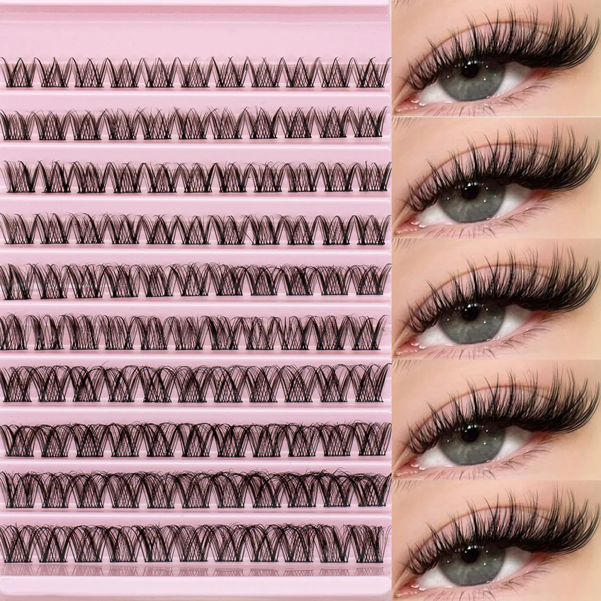 ISEEN DIY Lash Clusters Natural Look 8-16mm Eyelash Extension Volume Individual Lashes Reuseable at Home