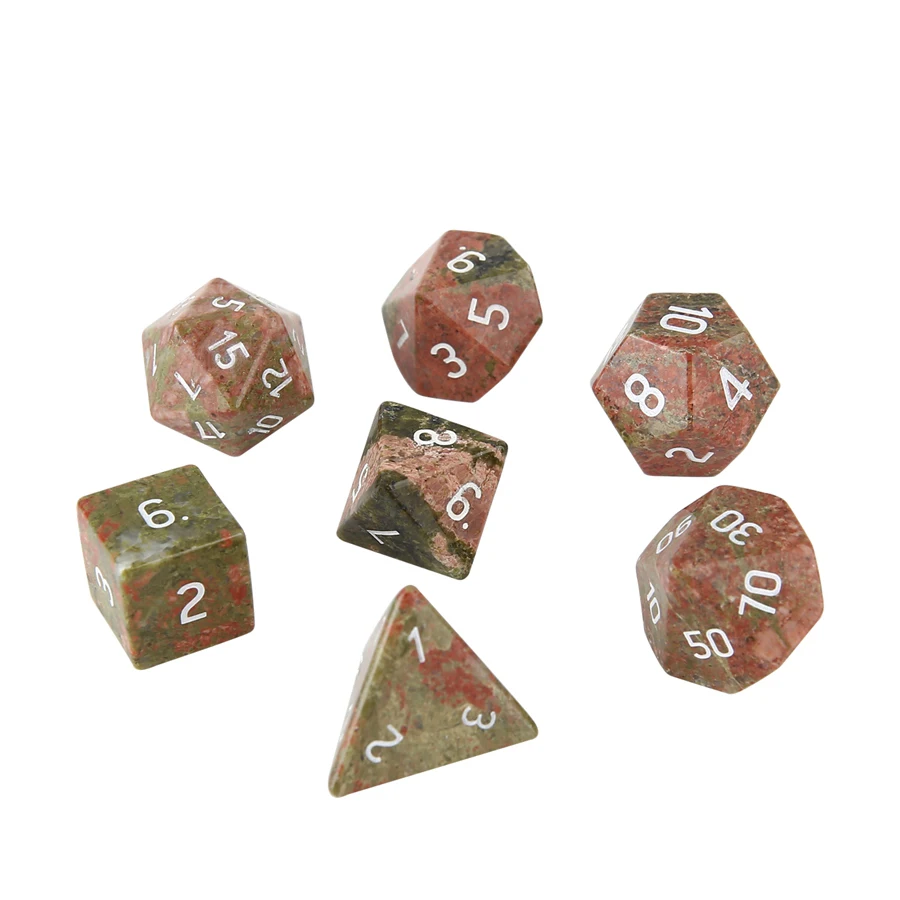 Imagem -02 - Unakite Polyhedral Stone Dice Ornaments Símbolo de Fonte Personalizado Logotipo Padrão Logo Natural Jewelry Spot Goods