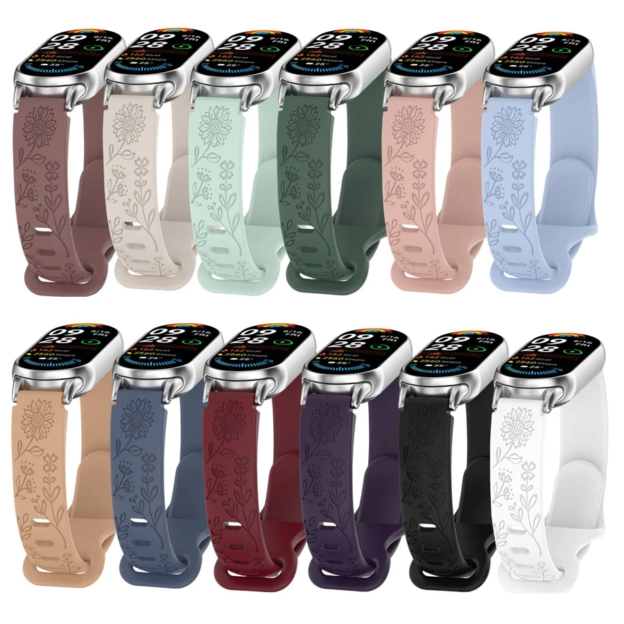 3D-Blumen-Armband für Xiaomi Mi Band 11 10 9 8 Sport-Silikon-Armband für Mi Band 8 9 10 11 Band-Zubehör
