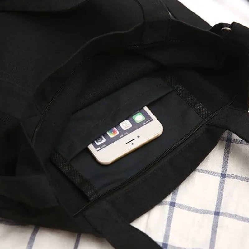 كونان إيدوغاوا أنيتا هايلي مظهر عالٍ إبداعي جديد حقيبة كتف ذات سعة كبيرة أنيمي طالب حقيبة قماش قنب سوداء حقيبة كروسبودي