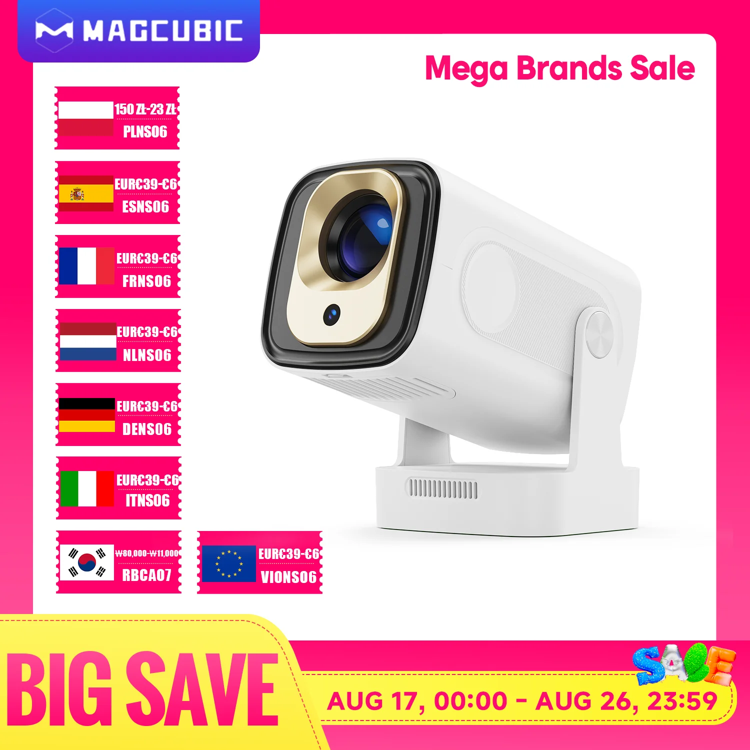 Magcubic HY310 Projektor Android 11 4K Native 1080P Autofokus Natürliche Helligkeit 330ANSI Dual-WLAN BT5.4 Air Mouse Sprachsteuerung für Heim- und Außenfilmaufnahmen
