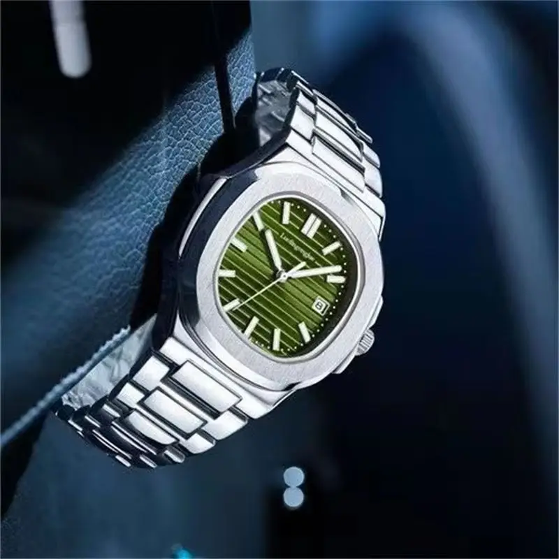 New European and American Style High-End Nautilus Series Men's Mechanical Watch, Automatic Winding, Skeleton Design, Stainless Steel Strap, High-End Luxury, Fashionable, Casual, Simple, Stylish, Social and Trendy Men's Watch, the Best Gift for Your Boyfriend on Valentine's Day