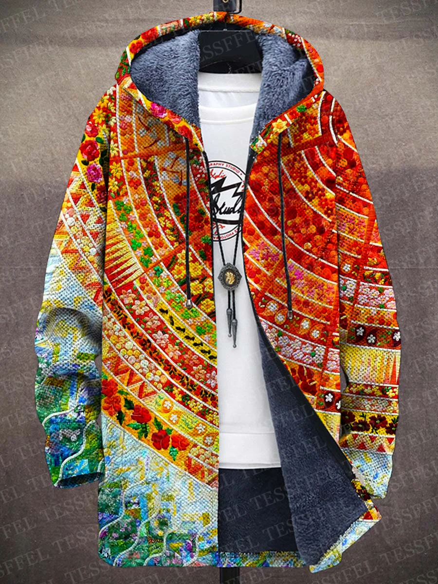 ヒッピーカラフルな落書きヴィンテージスカルレトロパターン 3DPrint 厚いフリースパーカーオーバーコート冬カジュアル暖かいジッパージャケット X12