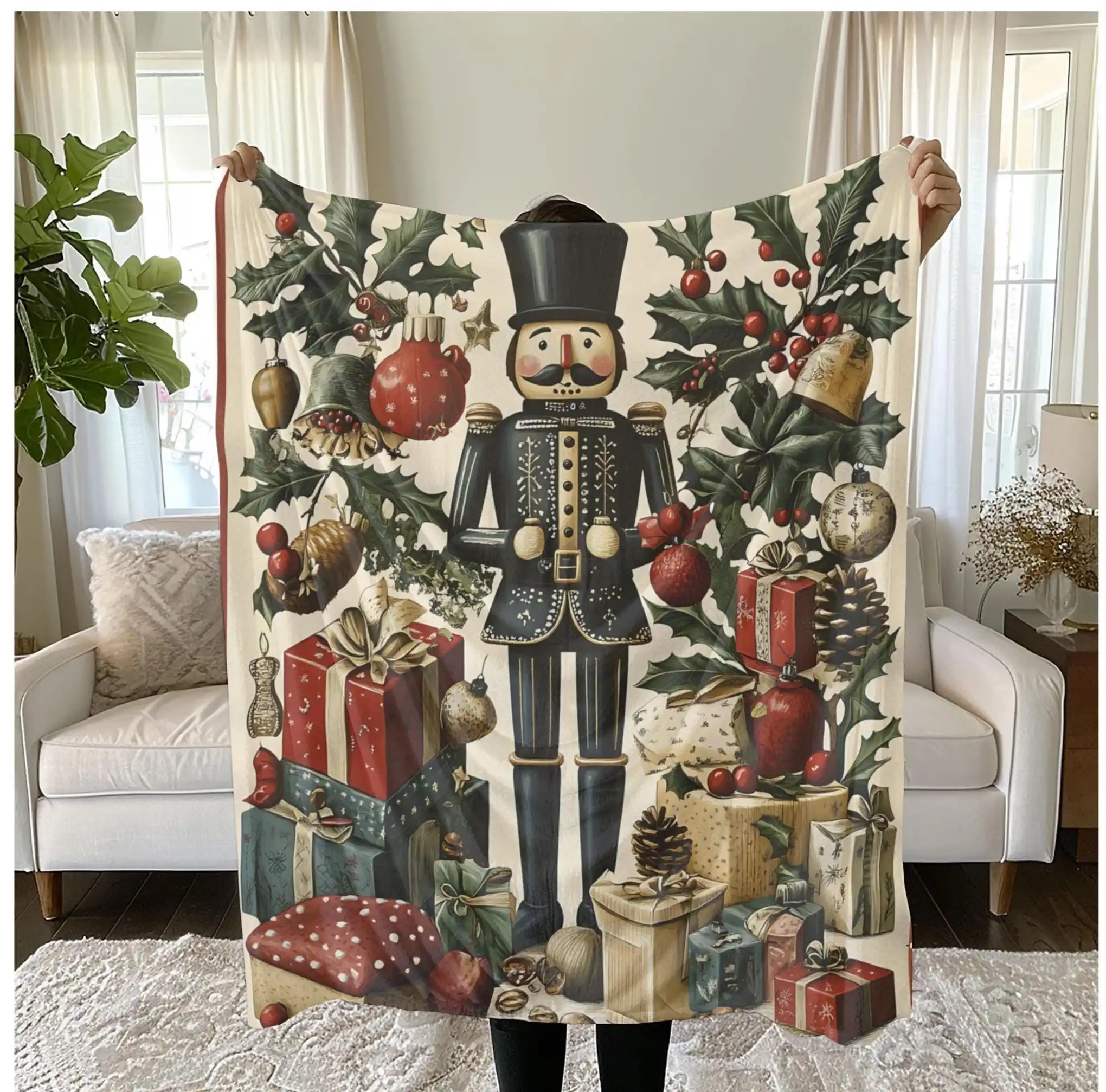 The Steadfast Tin Soldier of Christmas Soft&Warm Portable Flannel Blanket for Camping&Travel for Sofa Bedroom Living Room