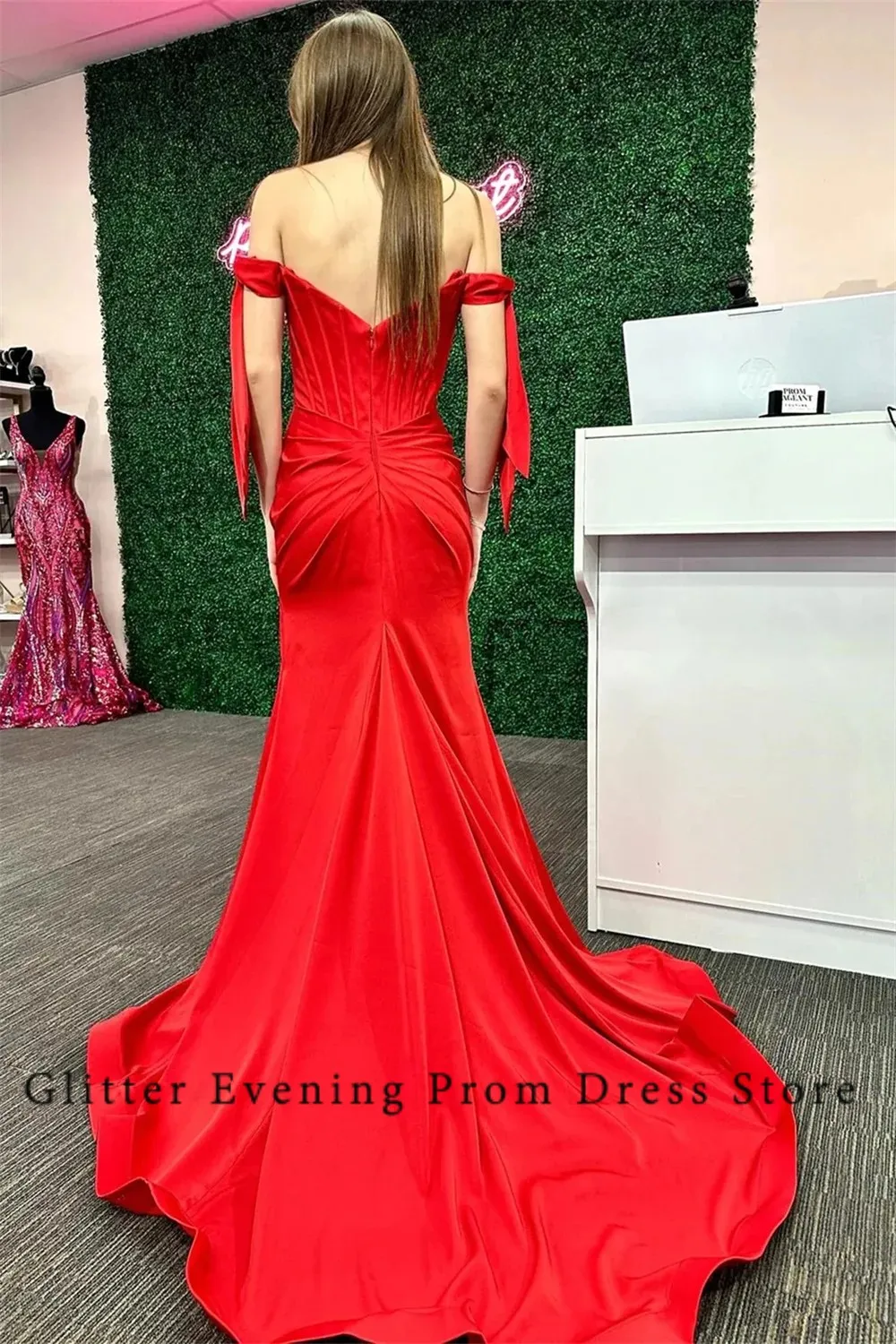 Red Modern Sexy Prom Dresses For Women Sweetheart Mermaid Off-Shoulder Slide Split Satin Custom Birthday Evening Party Dresses