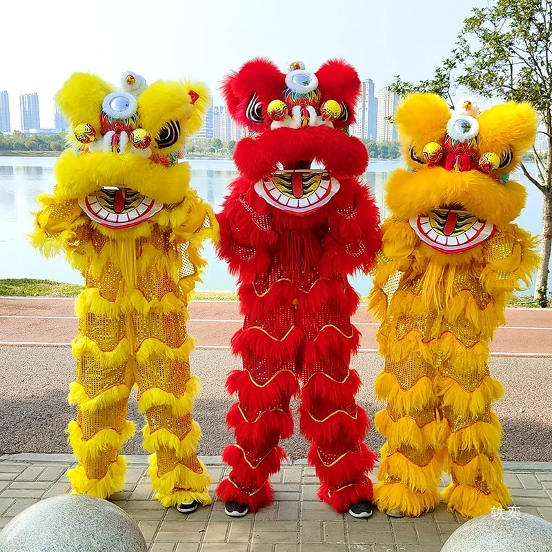 Single Lion Dance Adult Style Complete Set of Small Lion Wool Lion Head Performance Costumes and Props