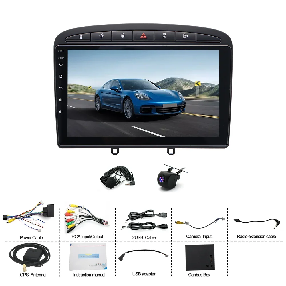 Carplay autoradio voor Peugeot 308 2007-2015 stereo head unit GPS navigatie Android 13 multimediaspeler