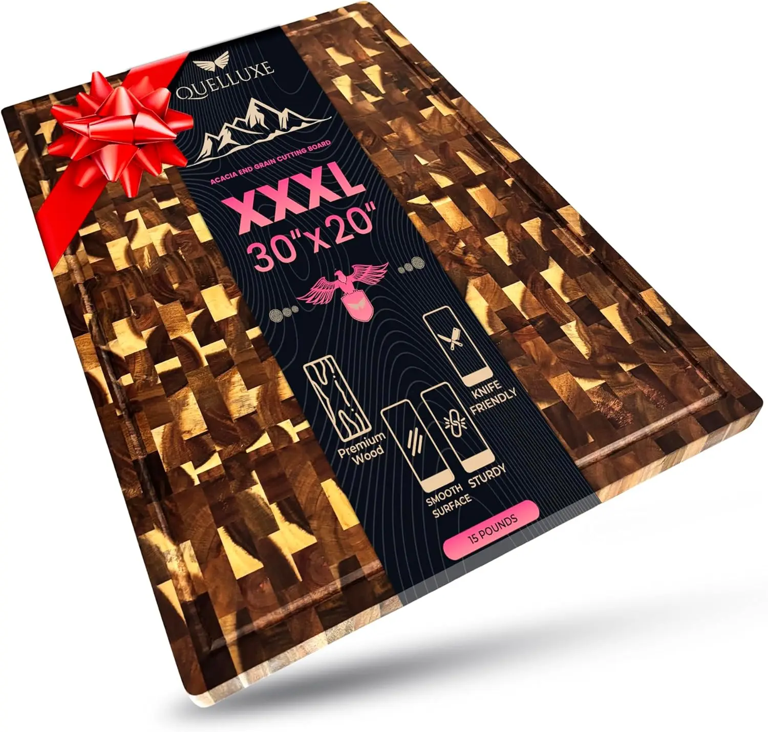 

30" x 20" Acacia Wood End Grain Cutting Board Extra Large, XXXL Noodle Board Stove Cover, Heavy-Duty Butcher Block, 3XL