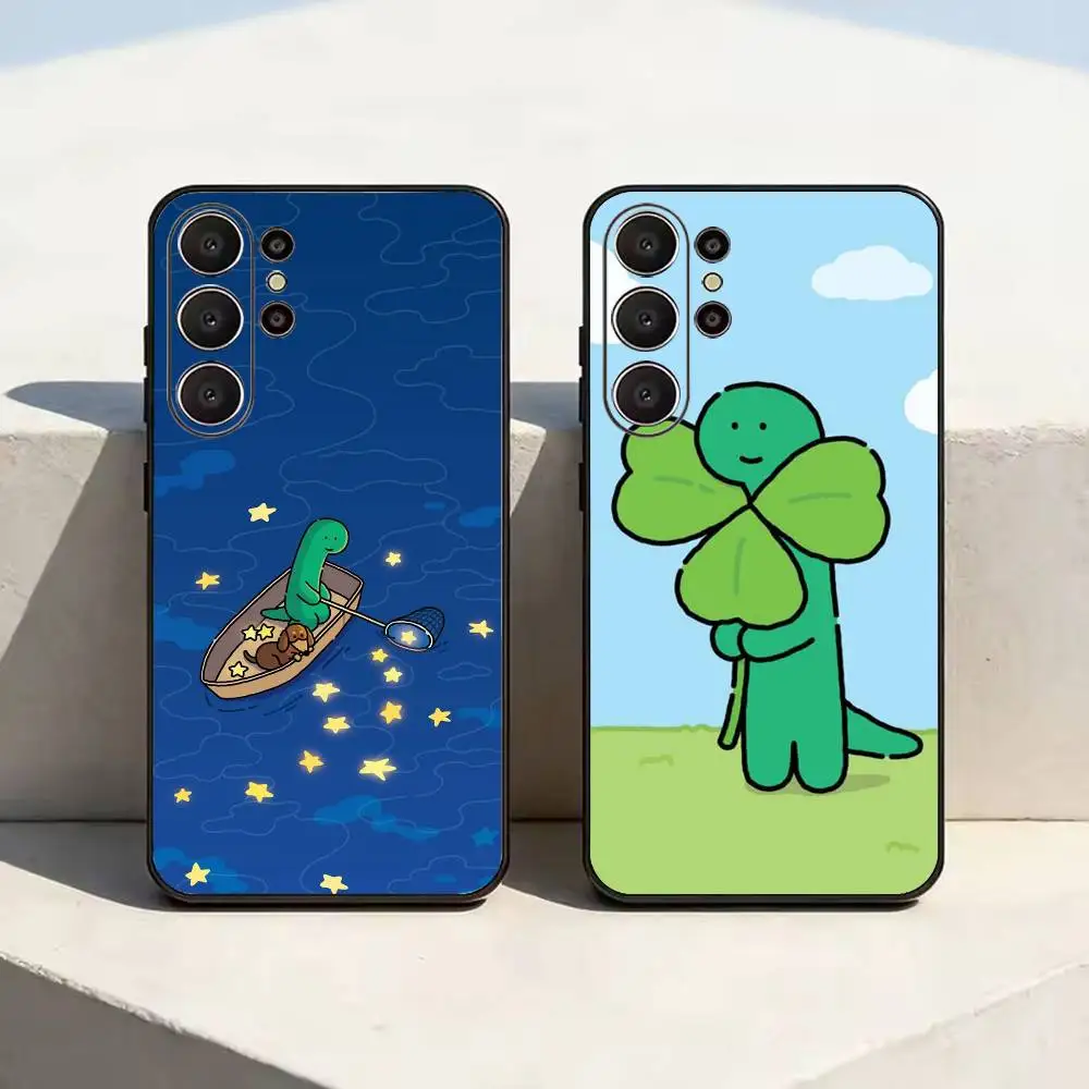 Cute cartoon Jurassic Black Soft Silicone Phone Case for Samsung Ultra S26, S24, S21, S22, S23, S30, Plus, Lite