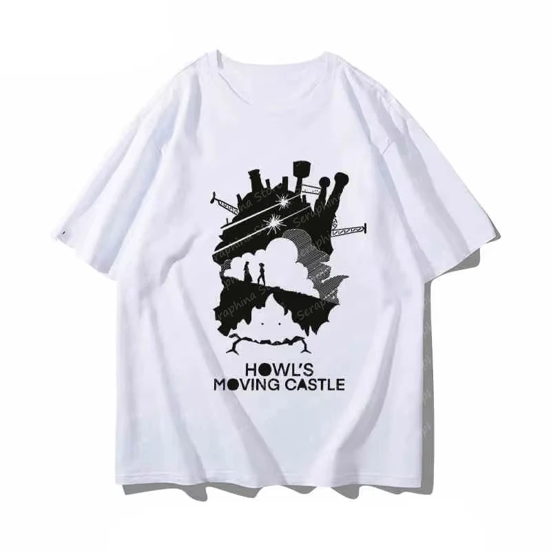 هاياو ميازاكي هاياو تتحرك القلعة أنيمي حماسي بعيدا اسم مشترك حول تي شيرت الرجال والنساء قصيرة الأكمام تي شيرتات قطن #3