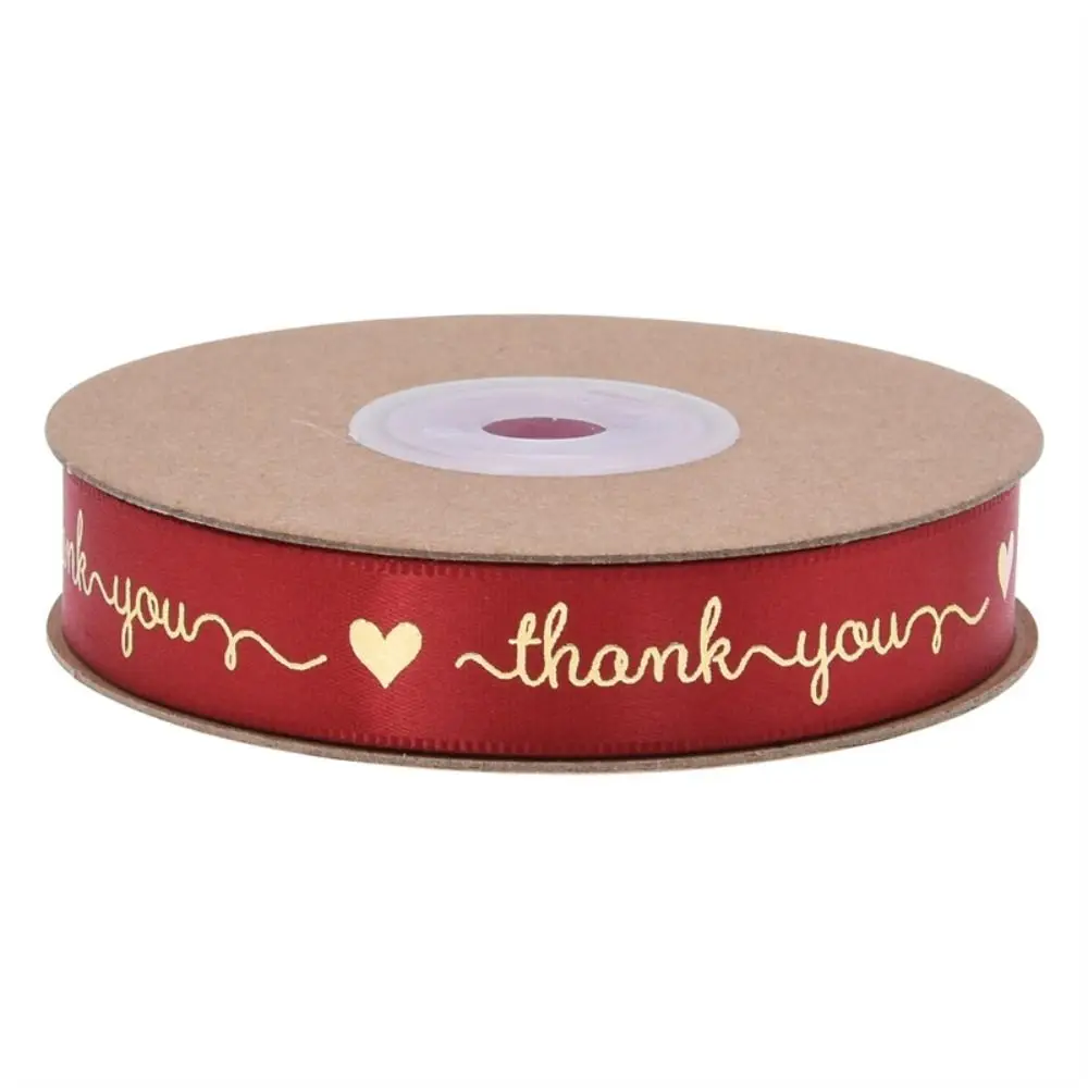 10 Yard Love Heart Thank You Letter Ribbon DIY Bowknot Gift Box Wrapping Cake Packaging Ribbon Bouquet Decoration