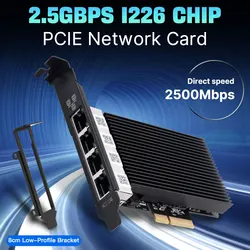 PCI-E карта Fenvi 2500 Мбит/с к RJ45, сетевая карта I226, чип 2,5G 100/1000/2500 Мбит/с, Gigabit Ethernet, четыре порта для настольного ПК, Win10/11