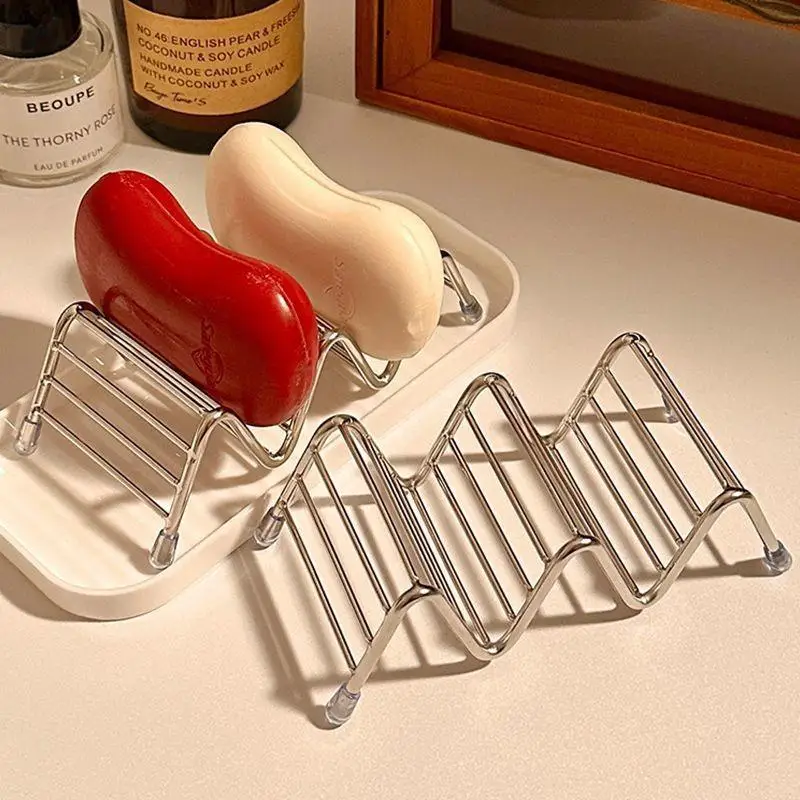 

2/3-Grid Stainless Steel Soap Dish - Moisture-Proof Drying Rack for Sink, Dorm & Bathroom Storage