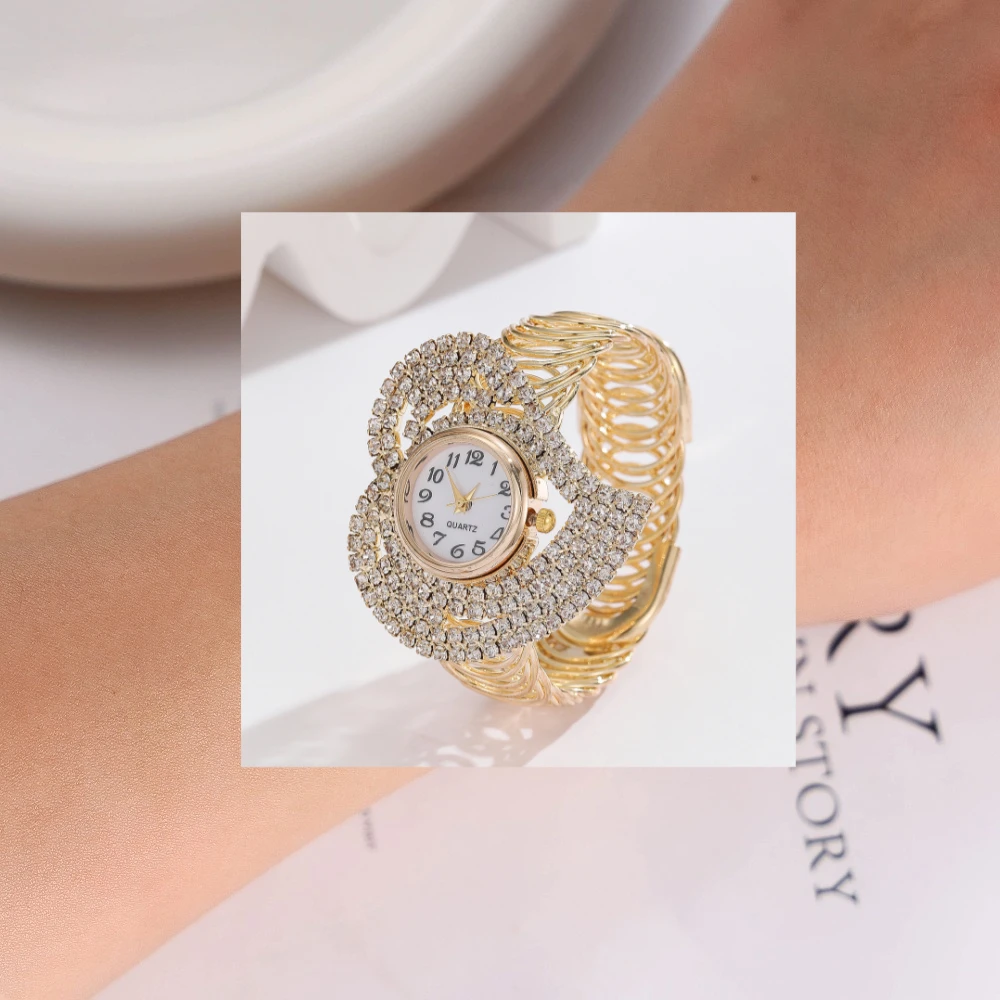 

Роскошные женские часы-браслет со стразами Женские часы Love Diamond Золотые часы Женские кварцевые наручные часы Женские Наручные