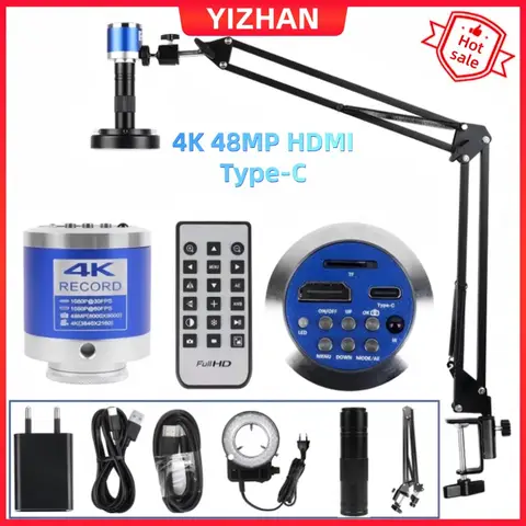 납땜 현미경 세트 용 4K 전자 디지털 현미경 1080P HDMI VGA USB 산업용 카메라 150x 렌즈 폴드 브래킷 원격
