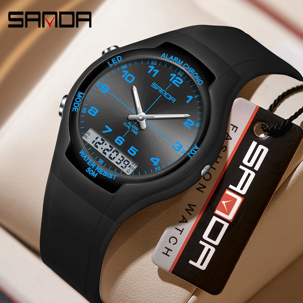 

SANDA 6320 цифровые часы женские макароны спортивный хронограф календарь женские кварцевые наручные часы 50 м водонепроницаемые светодиодные электронные часы