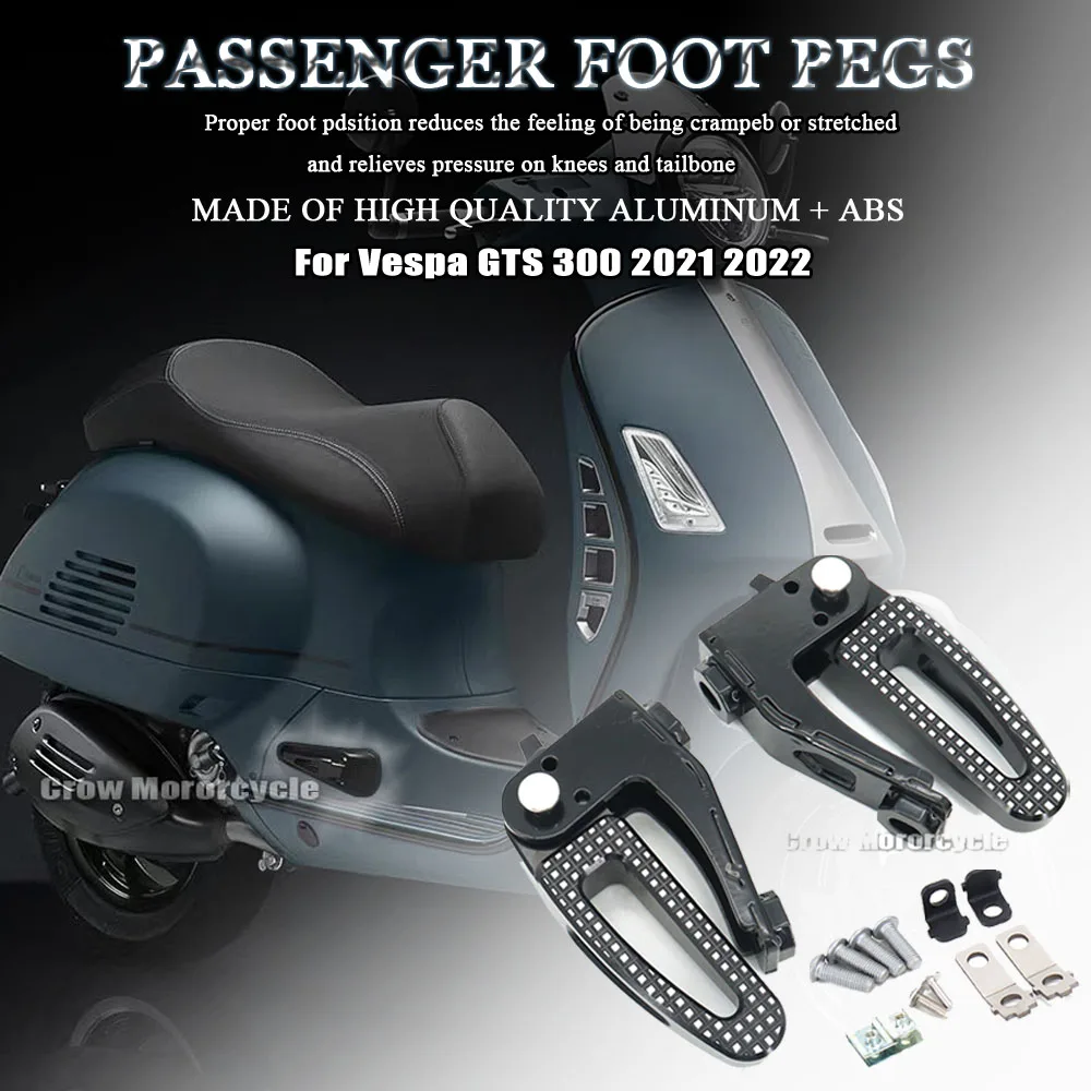 

New Motorcycle Accessories Foot Rests Pedals Rear Footrest aluminum Footpeg Passenger Pegs For Vespa GTS 300 GTS300 2021 2022