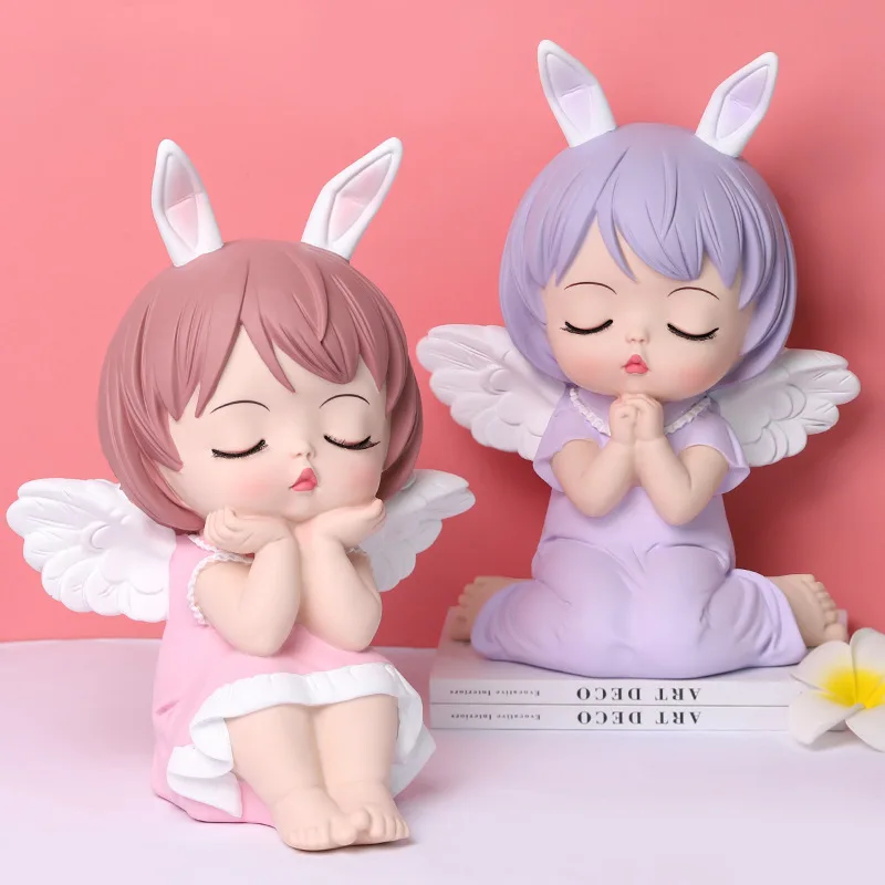 Angel Wings Sparschwein für Kinder, Payer Girl, Skulptur für moderne Kunst, Geburtstags geschenk, Baby Room Statue, Ornamente, Geldbox