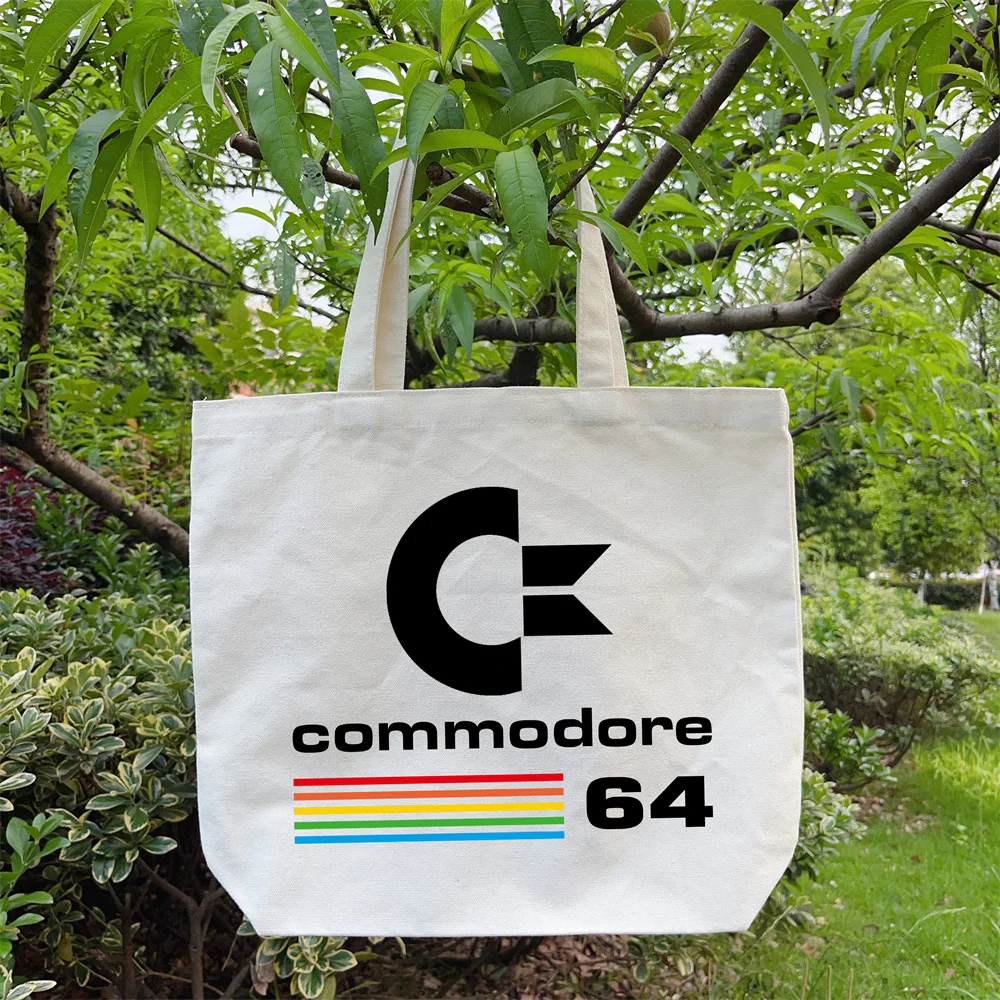 Commodore 64 borsa in tela con stampa borsa per annunci regalo C64 SID Amiga borsa a tracolla in tela borsa per la spesa leggera borsa da scuola