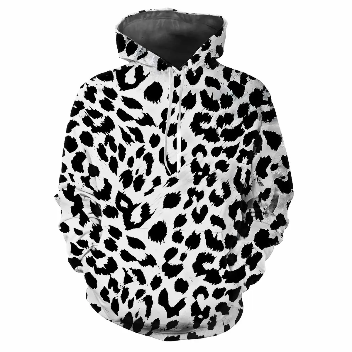 Trendy men\'s Hoodie Printed Leopard Print Patterns Digital Printing Casual Long Sleeved Hooded Thick Fabric Tops