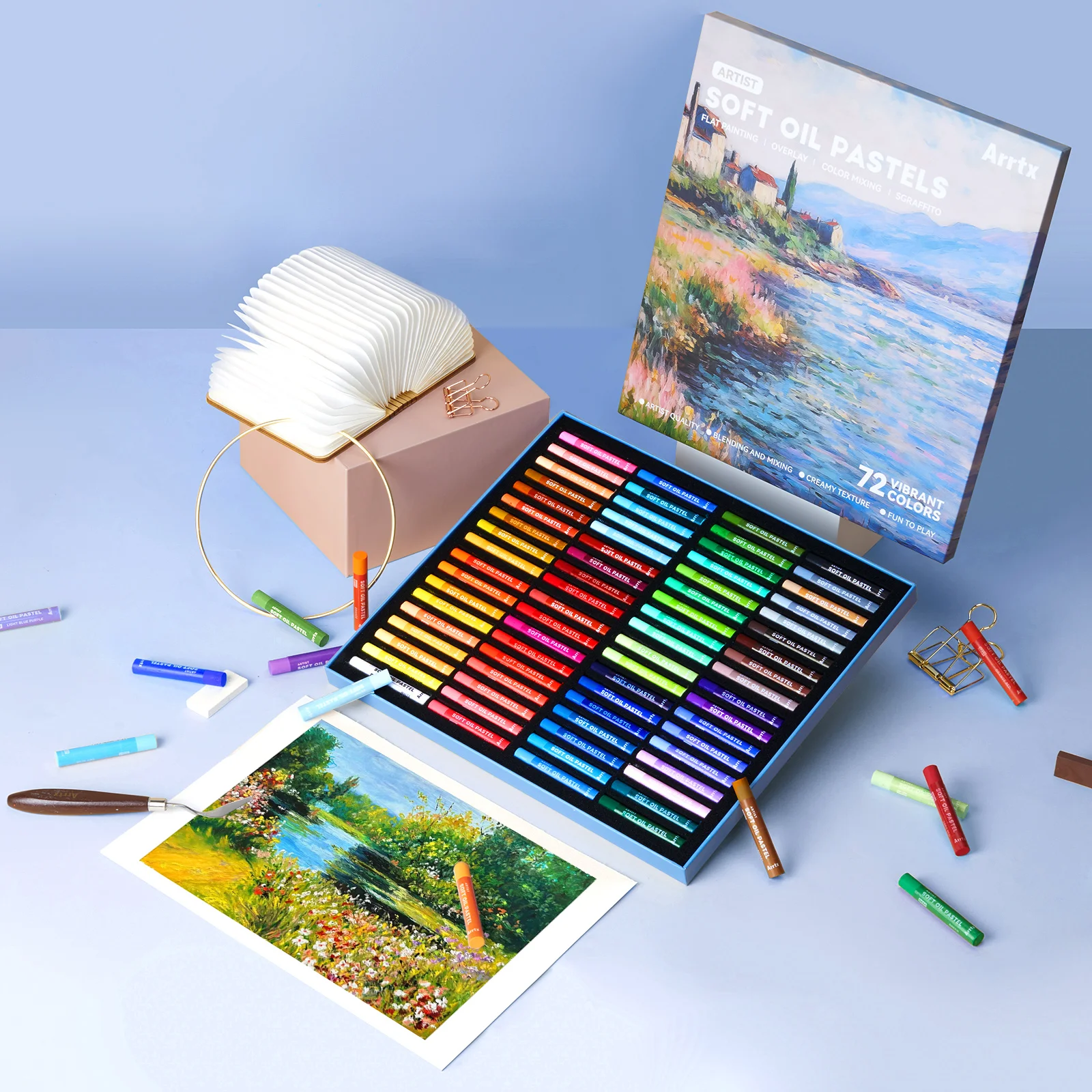 Arrtx Lot de 48 pastels à l'huile doux non toxiques pour peinture, dessin, mélange, fournitures artistiques pour artistes, débutants, étudiants