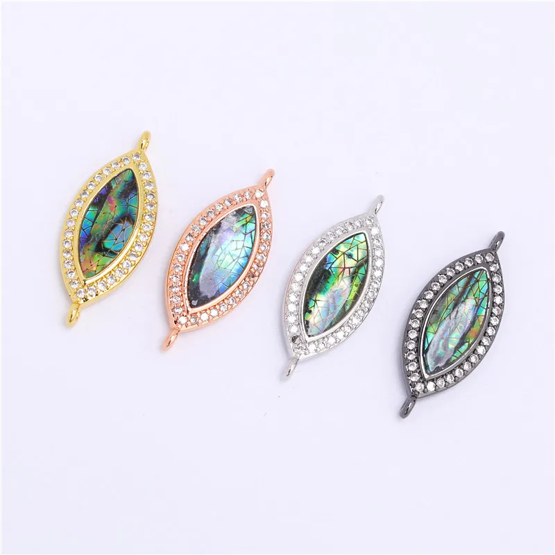 JUYA Jewelry Making Supplies Evil Eyes Connectors CZ Charms Abalone Sheel Connector DIY Bracelet Necklace Hand Made Accessories