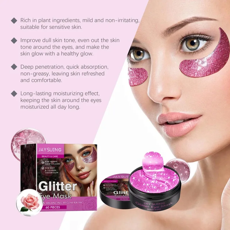 Glitter Eye Mask Wrinkle Remove Nourishing Smooth Eyes Skin Lightening Fine Lines Lmprove Appearance Crystal Gel Eye Mask 60pcs