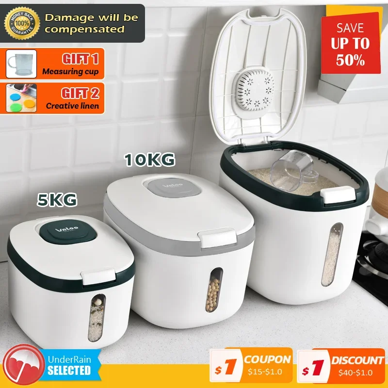 Kitchen Container Rice Box Grain Sealed Jar Dog Food Storage Box - Insect-Proof Moisture-Proof 5KG 10KG Bucket