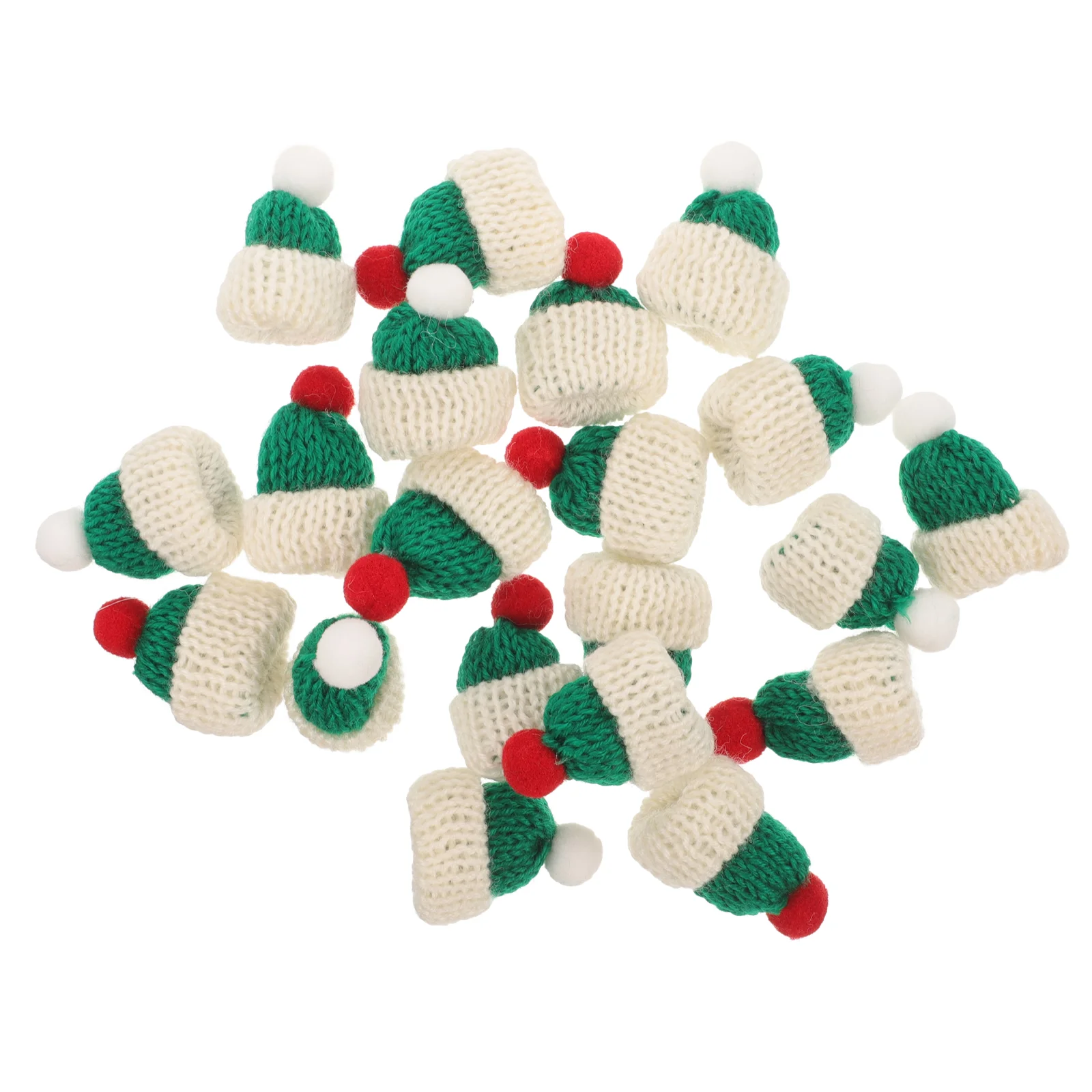 

20 Pcs Woolen Beanie Mini Xmas Hats Christmas Ornaments Baby Knitting Yarn Tiny DIY Craft Supplies