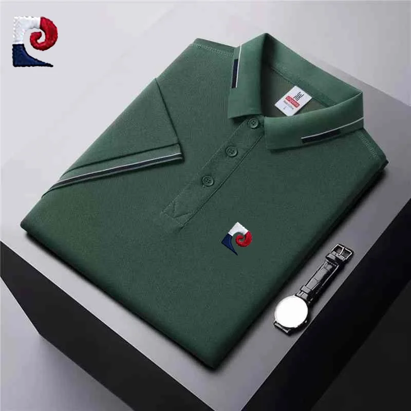 

New men's high-quality basic short sleeved polo shirt, summer fashion, casual, cool and comfortable T-shirt top