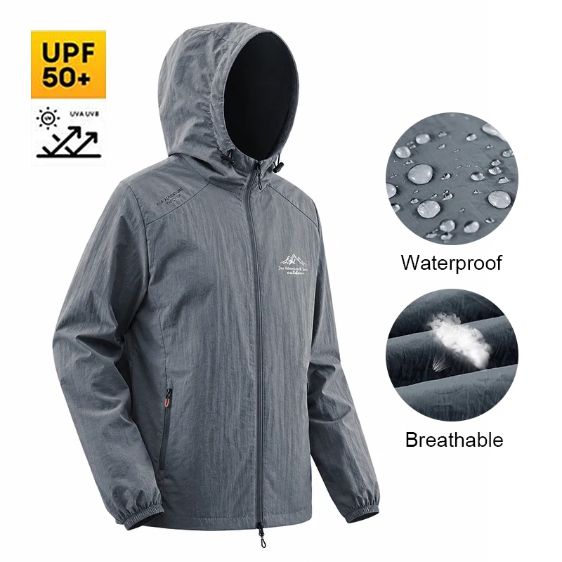 

Summer Men's Hiking Jacket Waterproof Quick Dry Camping Hunting Clothes Sun-Protective Outdoor Sports Coat Anti UV Windbreaker