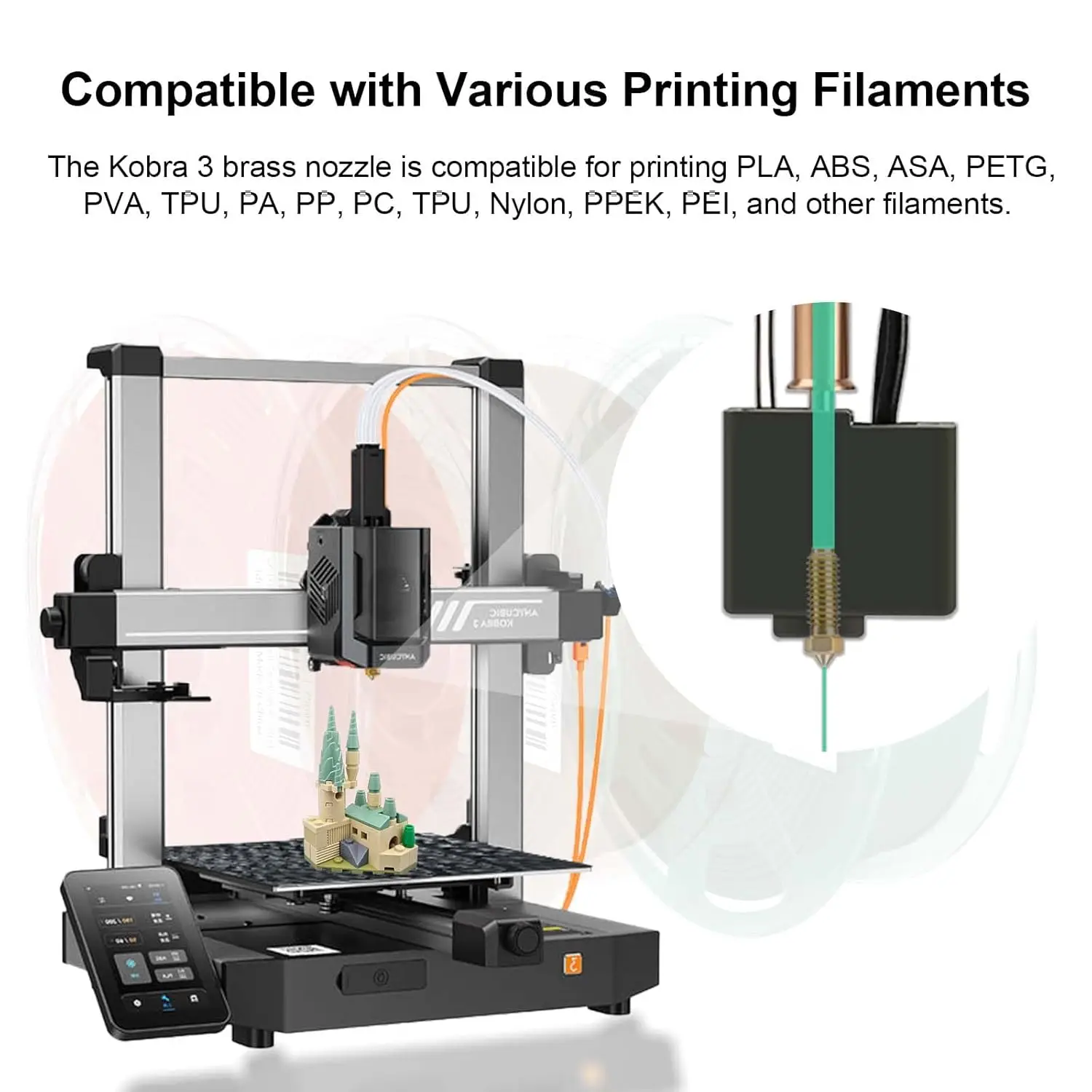5/10 Stuks Extruder Hot End Printkop 0.4Mm Messing Vulkaan Nozzles Voor Anycubic Kobra 3/Kobra 3 Combo 3d Printer Onderdelen