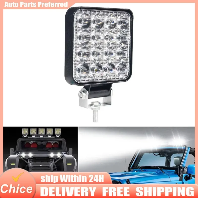 12V Waterproof Led Work Light Bar Square Spotlight 48W Work Light Headlight For SUV Truck Off Road Night Driving Light