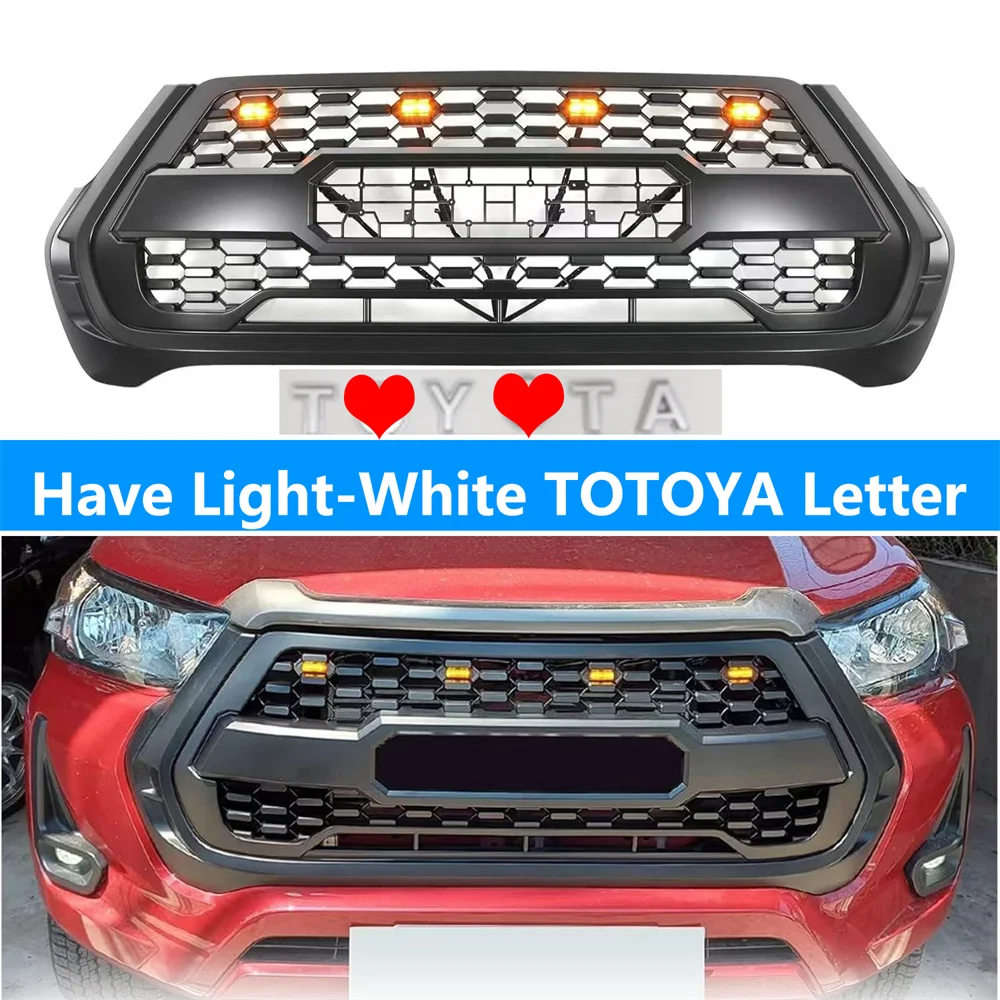 Gemodificeerde 4X4 Auto Nieuwe Grille Voor Toyota Hilux Revo 2021 2022 Voorbumper Racing Grills Mesh Racing grille Cover Grill