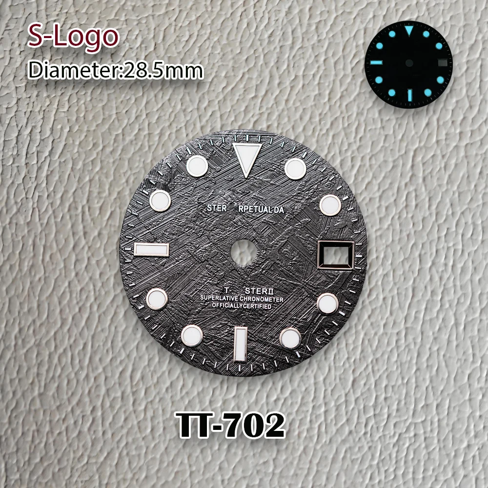 جديد 28.5 مللي متر S شعار NH34 GMT الفضة النيزك الهاتفي مناسبة لحركة NH34 الجليد الأزرق مضيئة ساعة تعديل الملحقات