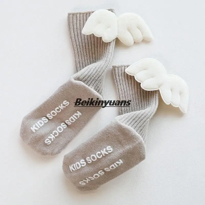 Baby socks princess elastic knitted cotton socks for newborn baby spring and autumn winter sack angel wings toddler sock