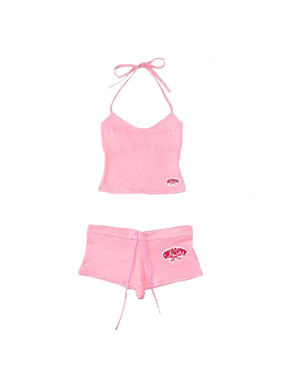 

2026 new summer French style fresh trend simple and casual slimming, backless camisole shorts, spicy girl set, sports home ins