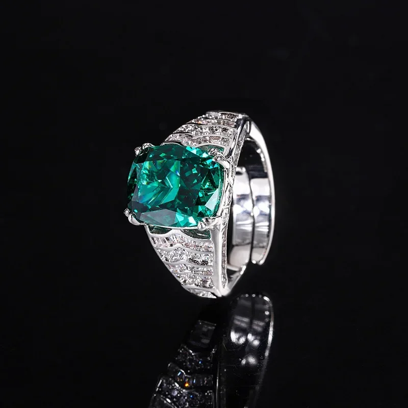 

Adjustable High Carbon Diamond Ring Cushion Cut with Sparkling Gemstone Purple Green Colors Perfect Luxury for Women Jewelry