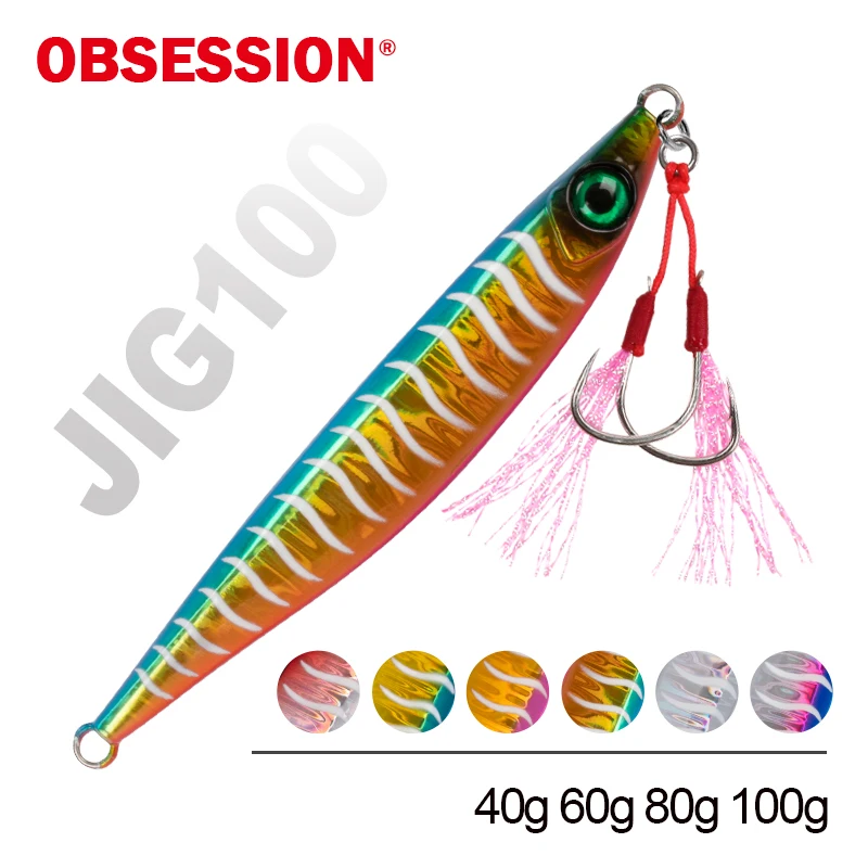 OBSESSION 40g 60g 80g Micro Flat Jigging Bait Sardine Fish  Glow Casting Jig Lures Fishing Baits Metal Jig Lures Fishing Tackle