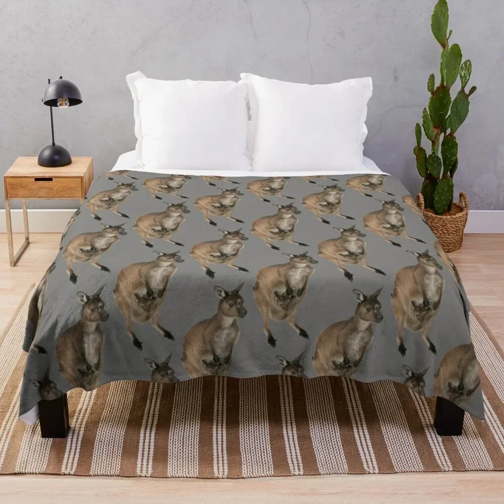 

Kangaroo and Joey Throw Blanket Flannel Fabric anime Blankets For Sofas Quilt Blankets