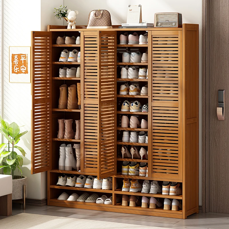

Shoe cabinet Large capacity and large simple shoe storage cabinet at home door Indoor heightening Nanzhu new popular shoe rack