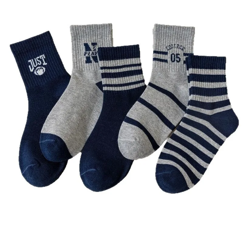 5 Paar/Set RAISE Herbst Kindersocken für Jungen 2-12 Jahre, Sportsocken mit Schriftzug, Schmutzabweisende Mittellange Socken, Absorbierende Babysocken – Detail 6