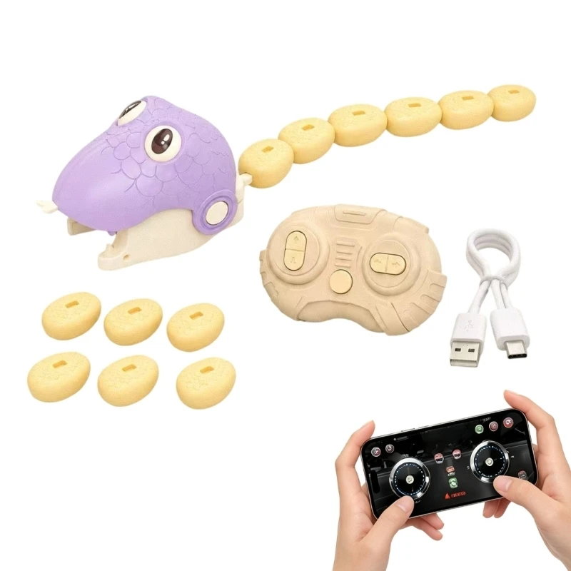 XXFE Rechargeable Snake Toy with Assembly, Handheld Remote Control, Movement Lights, Music, and Sound Effects During