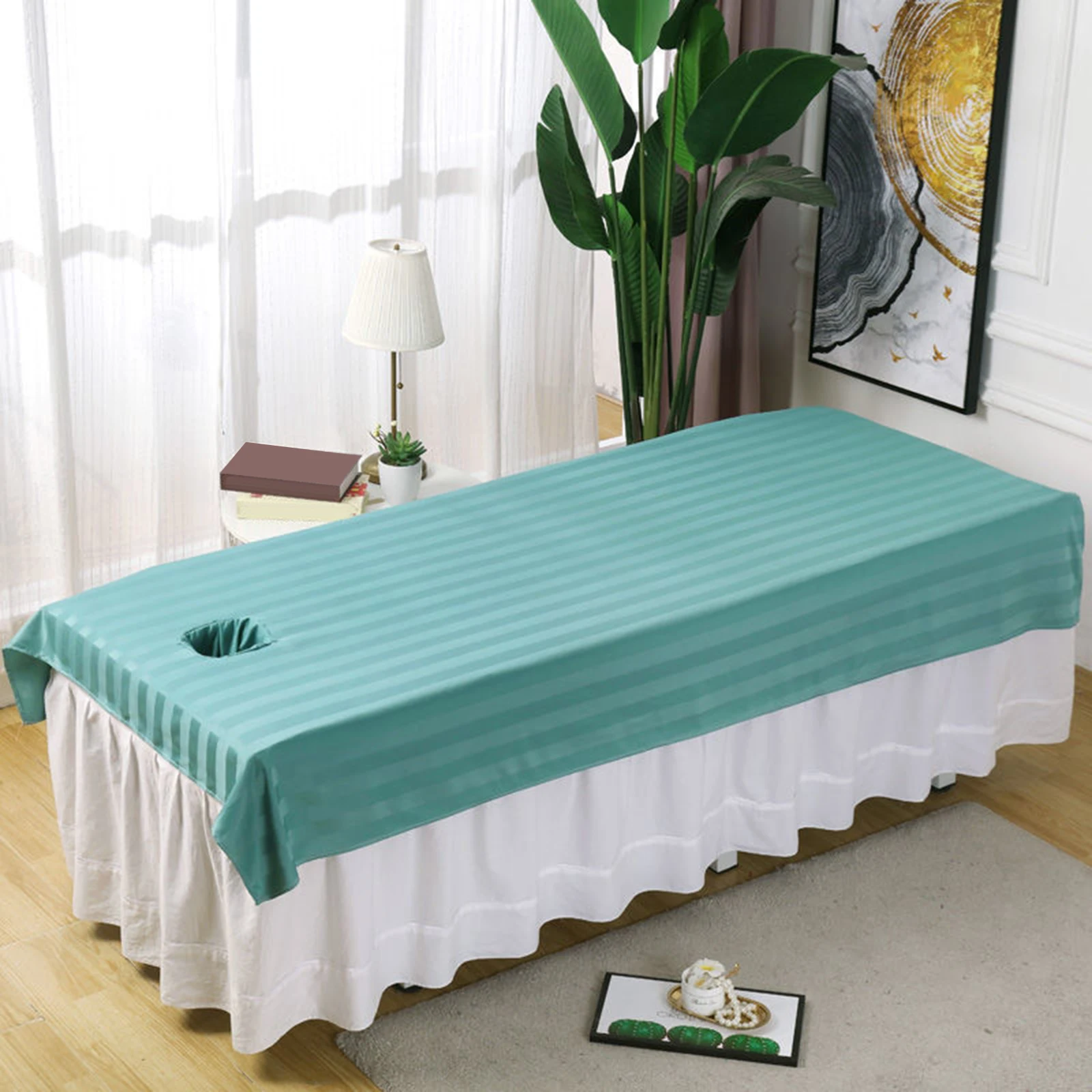 Sábana impermeable para salón de belleza, cubierta de cama de masaje, tratamiento de Spa, mantel ligero con orificio para respiración facial, 120cm