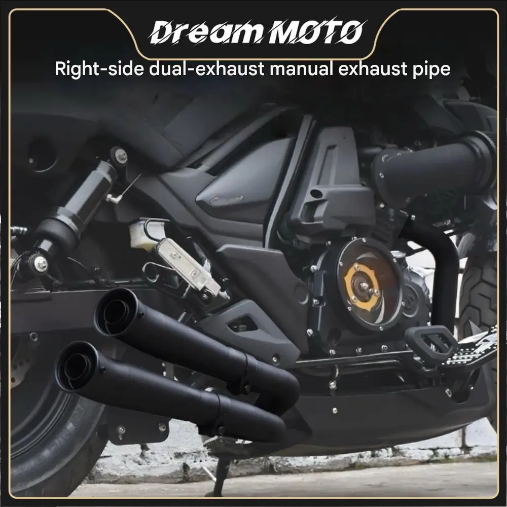 

Для Haojue TR300 правая двухвыходная двухсторонняя выхлопная труба ручной работы, полная секция из нержавеющей стали с глубоким и богатым звуком