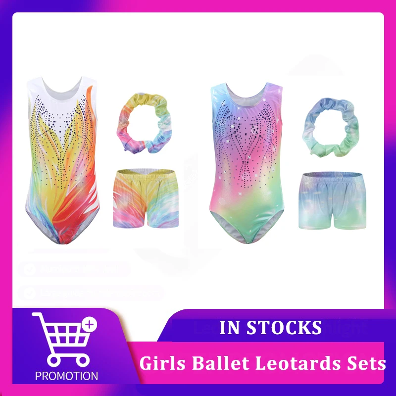 

Girls Ballet Leotard Dancewear Sleeveless Gymnastic Ballet Leotard Shorts With Hairband Fancy Princess Ballerina Costume Sets