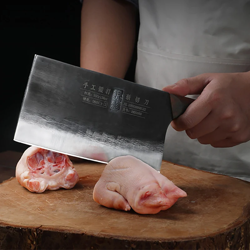 8 Inch Chopper Knife Sharp Chefs Cleaver Machete Handmade Forged Longquan Kitchen Knives Bone Meat And Poultry Tools Wood Handle