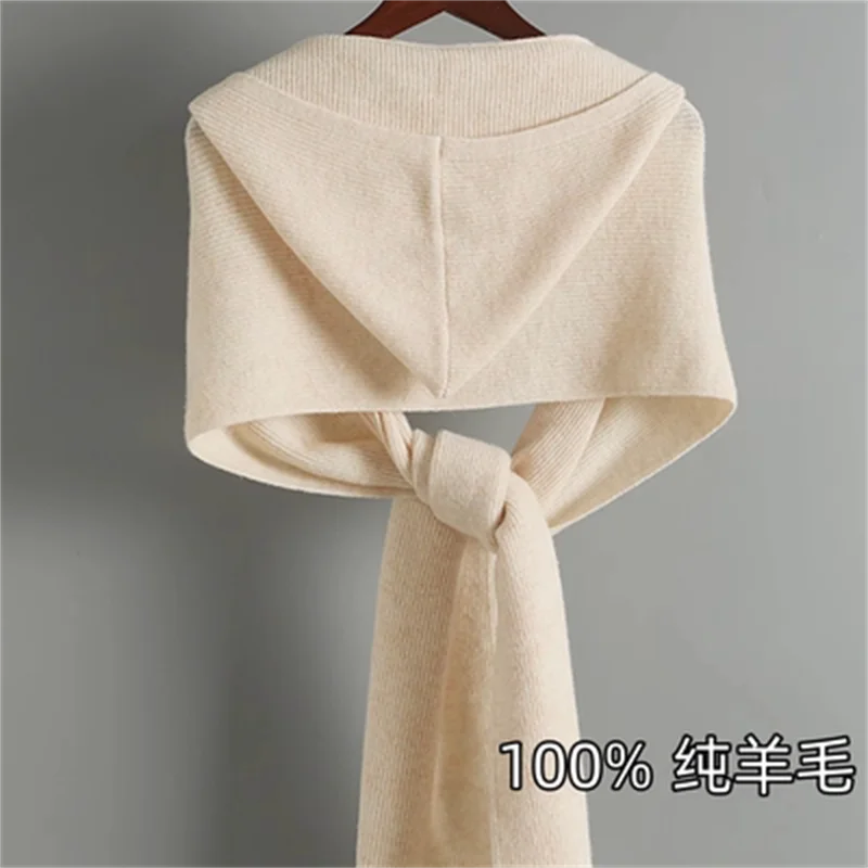 Winter New Fashion Solid Color 100% Merino Wool Scarf Shawl Women Outdoor Keep Warm Soft Cashmere Knit Scarf Long Scarves 190*26