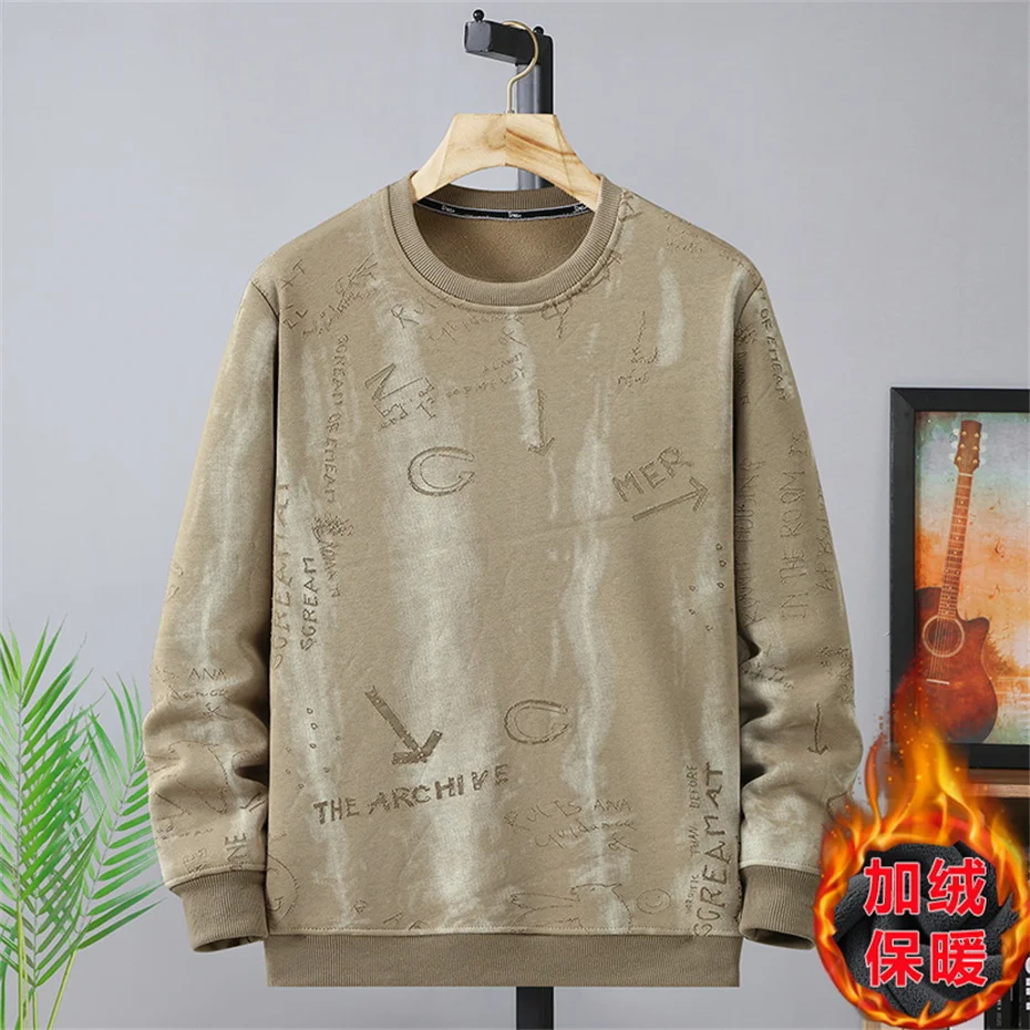 Vintage Tie-dye Sweatshirts Men 10XL Plus Size Sweatshirts Autumn Winter Fleece Pullover Fashion Casual Sweatshirt Big Size 10XL