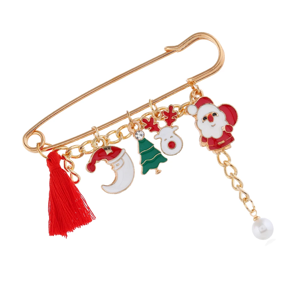 

3Pcs Christmas Brooch Pin Premium Alloy Santa Claus Brooch Festive Holiday Decoration Party Accessory Gift for Women Kids